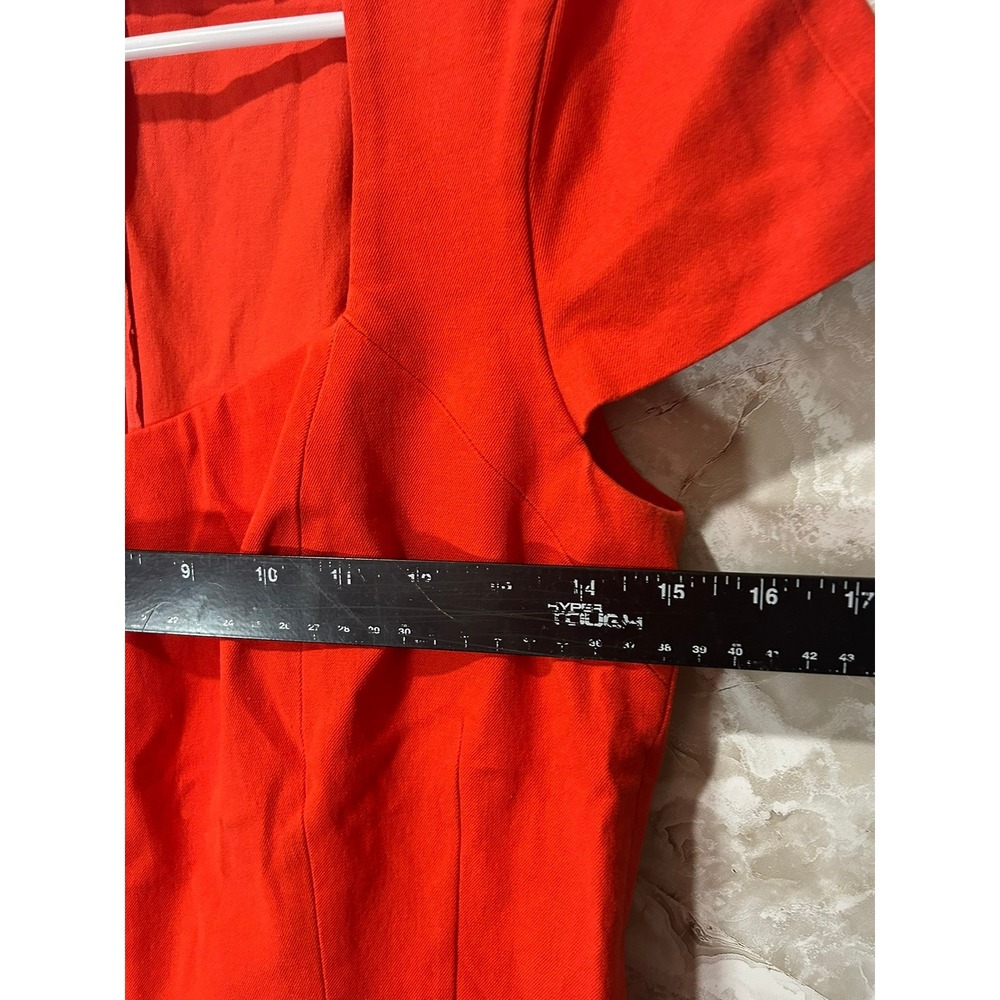 Banana Republic Red Sheath Dress Square Neck Cap Sleeve Size 10 Cocktail Work - Picture 6 of 8